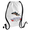 Backpack pouch GYMBAG white, with pocket (40x48cm) & thick cords