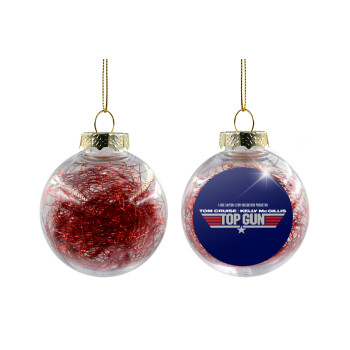 Top Gun, Transparent Christmas tree ball ornament with red filling 8cm