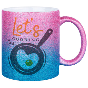 Let's cooking, Κούπα Χρυσή/Μπλε Glitter, κεραμική, 330ml