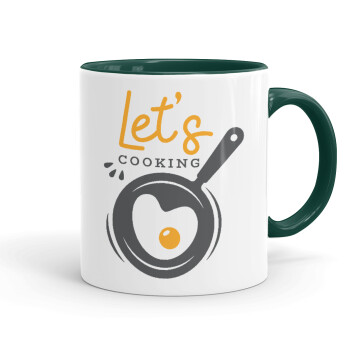 Let's cooking, Κούπα χρωματιστή πράσινη, κεραμική, 330ml