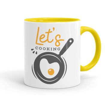 Let's cooking, Κούπα χρωματιστή κίτρινη, κεραμική, 330ml