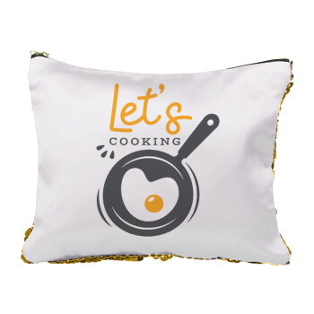 Let's cooking, Sequin Gold Pouch Cosmetic Bag