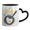 Mug heart black handle, ceramic, 330ml