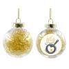 Transparent Christmas tree ball ornament with gold filling 8cm