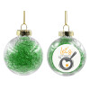 Transparent Christmas tree ball ornament with green filling 8cm