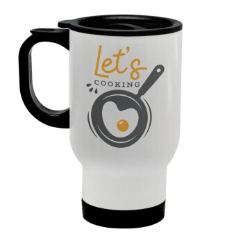 Let's cooking, Stainless steel travel mug with lid, double wall white 450ml