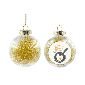 Let's cooking, Transparent Christmas tree ball ornament with gold filling 8cm