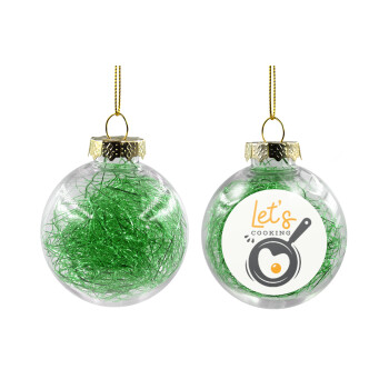 Let's cooking, Transparent Christmas tree ball ornament with green filling 8cm