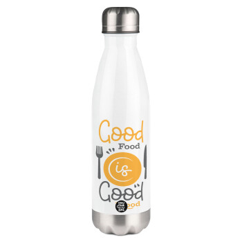 Good food, Good mood. , Metal mug thermos White (Stainless steel), double wall, 500ml