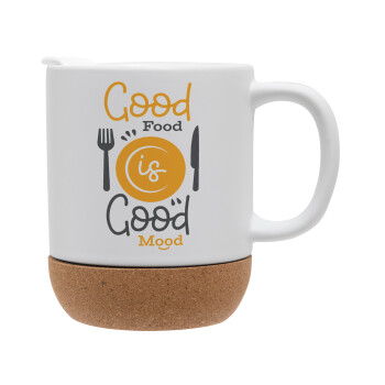 Good food, Good mood. , Ceramic coffee mug Cork (MAT), 330ml (1pcs)