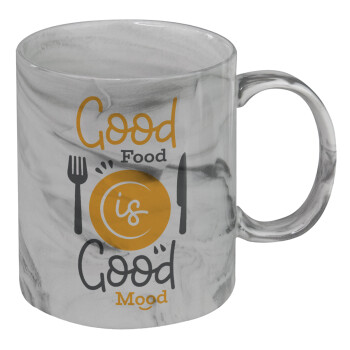 Good food, Good mood. , Mug ceramic marble style, 330ml