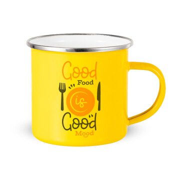 Good food, Good mood. , Κούπα Μεταλλική εμαγιέ Κίτρινη 360ml