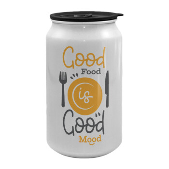 Good food, Good mood. , Κούπα ταξιδιού μεταλλική με καπάκι (tin-can) 500ml