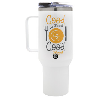 Good food, Good mood. , Mega Stainless steel Tumbler with lid, double wall 1,2L