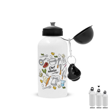 Chef με όνομα, Metal water bottle, White, aluminum 500ml