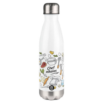 Chef με όνομα, Metal mug thermos White (Stainless steel), double wall, 500ml