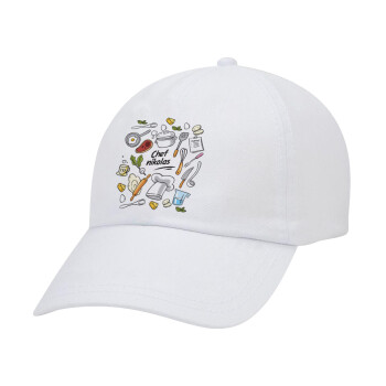 Chef με όνομα, Adult Baseball Cap White 5-panel (POLYESTER, ADULT, UNISEX, ONE SIZE)