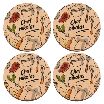 Chef με όνομα, ΣΕΤ x4 Σουβέρ ξύλινα στρογγυλά plywood (9cm)