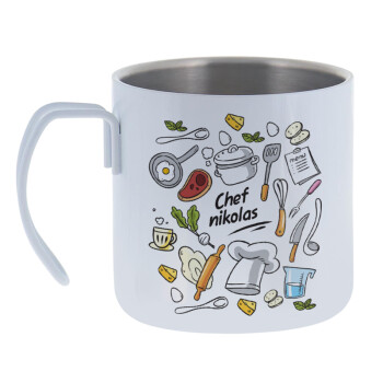 Chef με όνομα, Mug Stainless steel double wall 400ml