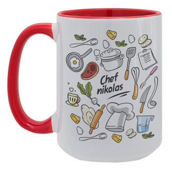 Chef με όνομα, Κούπα Mega 15oz, κεραμική Κόκκινη, 450ml