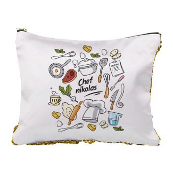 Chef με όνομα, Sequin Gold Pouch Cosmetic Bag