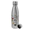 Metallic water bottle, stainless steel, 750ml