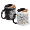 Color changing magic Mug, ceramic, 330ml when adding hot liquid inside, the black colour desappears (1 pcs)