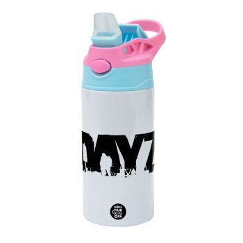 DayZ, Children's hot water bottle, stainless steel, with safety straw, Pink/BlueCiel (360ml) BPA FREE