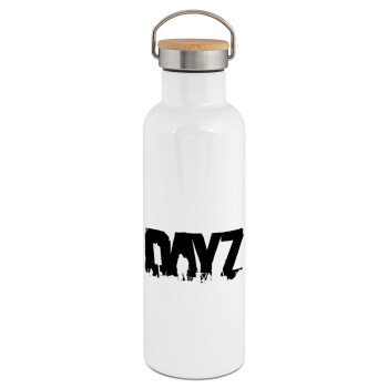 DayZ, Stainless steel White with wooden lid (bamboo), double wall, 750ml