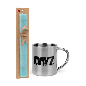 DayZ, Easter Set, metallic thermal cup (300ml) & aromatic flat Easter candle (30cm) (TURQUOISE)