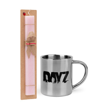 DayZ, Easter Set, metallic thermal cup (300ml) & aromatic flat Easter candle (30cm) (PINK)