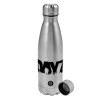 Metallic water bottle, stainless steel, 750ml