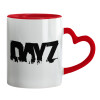 Mug heart red handle, ceramic, 330ml