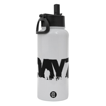 DayZ, Metal mug thermo White with Straw and Spout Lid (Stainless steel), double wall, 950ml