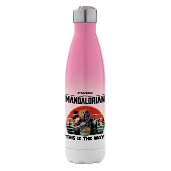 Mandalorian, Metal mug thermos Pink/White (Stainless steel), double wall, 500ml