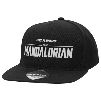 Mandalorian, Adult Flat Snapback Hat Black, (100% COTTON TWILL, ADULT, UNISEX, ONE SIZE)