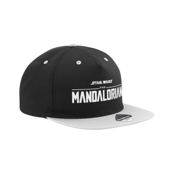 Mandalorian, Adult Flat Snapback Hat Black/Grey, (100% COTTON TWILL, ADULT, UNISEX, ONE SIZE)