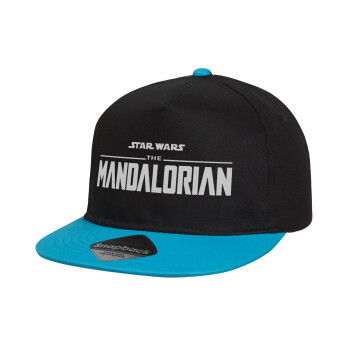 Mandalorian, Child's Flat Snapback Hat, Black/Blue (100% COTTON, CHILD, UNISEX, ONE SIZE)