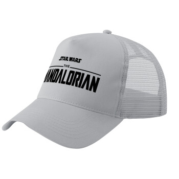 Mandalorian, Adult Structured Trucker Hat, with Mesh, GRAY (100% COTTON, ADULT, UNISEX, ONE SIZE)