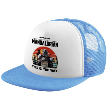 Mandalorian, Child's Soft Trucker Hat with Blue/White Mesh (POLYESTER, CHILD, ONE SIZE)