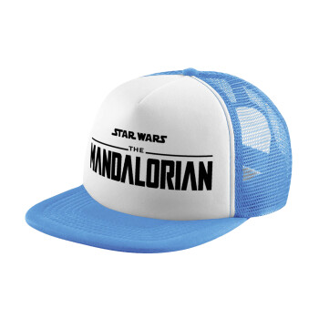 Mandalorian, Child's Soft Trucker Hat with Blue/White Mesh (POLYESTER, CHILD, ONE SIZE)