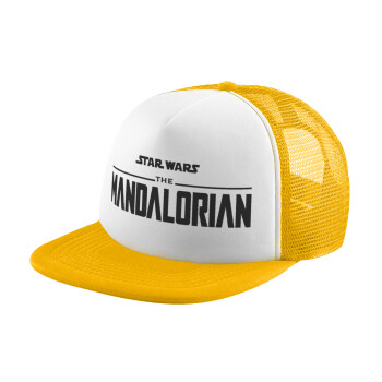 Mandalorian, Adult Soft Trucker Hat with Yellow/White Mesh (POLYESTER, ADULT, UNISEX, ONE SIZE)