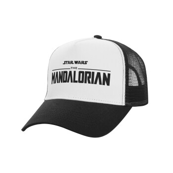 Mandalorian, Adult Structured Trucker Hat, with Mesh, WHITE/BLACK (100% COTTON, ADULT, UNISEX, ONE SIZE)