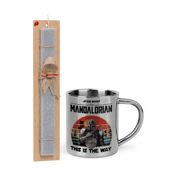 Mandalorian, Πασχαλινό Σετ, μεταλλική κούπα θερμό (300ml) & πασχαλινή λαμπάδα αρωματική πλακέ (30cm) (ΓΚΡΙ)