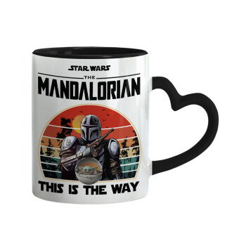 Mandalorian, Κούπα καρδιά χερούλι μαύρη, κεραμική, 330ml