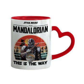 Mandalorian, Mug heart red handle, ceramic, 330ml