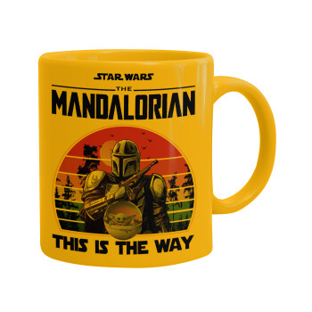 Mandalorian, Ceramic coffee mug yellow, 330ml