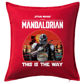 Mandalorian, Μαξιλάρι καναπέ Κόκκινο 100% βαμβάκι, περιέχεται το γέμισμα (50x50cm)