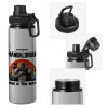 Metallic water bottle with safety cap, 850ml aluminum