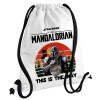 Backpack pouch GYMBAG white, with pocket (40x48cm) & thick cords